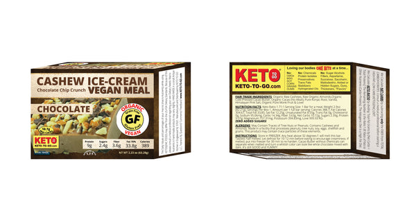 CASHEW ICE CREAM - VEGAN KETO MEAL BAR - Chocolate - 6-Pak