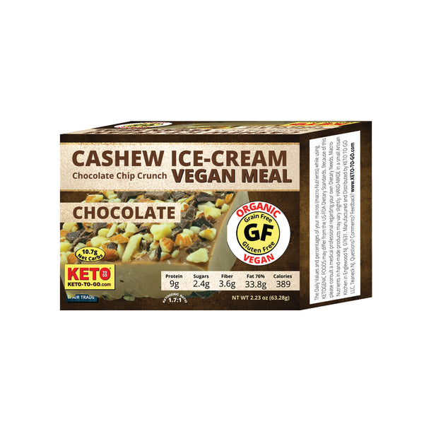 CASHEW ICE CREAM - VEGAN KETO MEAL BAR - Chocolate - 6-Pak