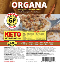 Keto Cereal -ORGANA Pouches - 6 Individual Keto Meals - 6-Pak