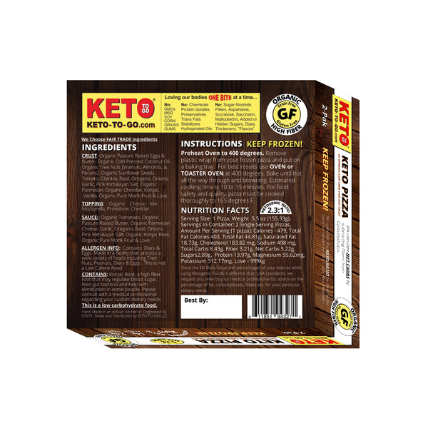 Keto Loaf Nut Crusted Keto Pizzas 2-Pak - 1 Box contains 2 pizzas